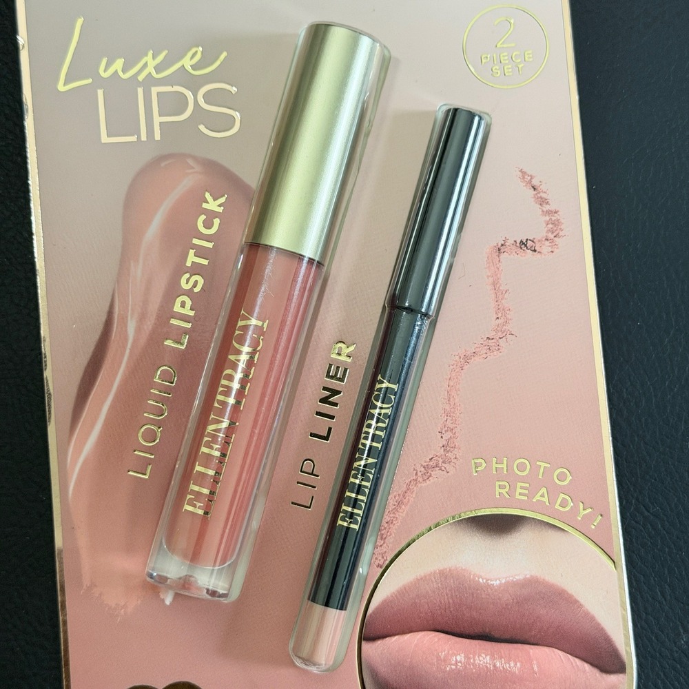 ELLEN TRACY 2 piece set LUXE lips liquid lipstick + lip liner Flawless Finish